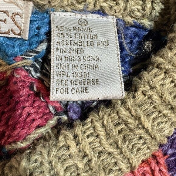 Northern Isles Grandpa Sweater M Hand Knit Argyle Retro Y2K Preppy Fall Layer - Picture 4 of 7